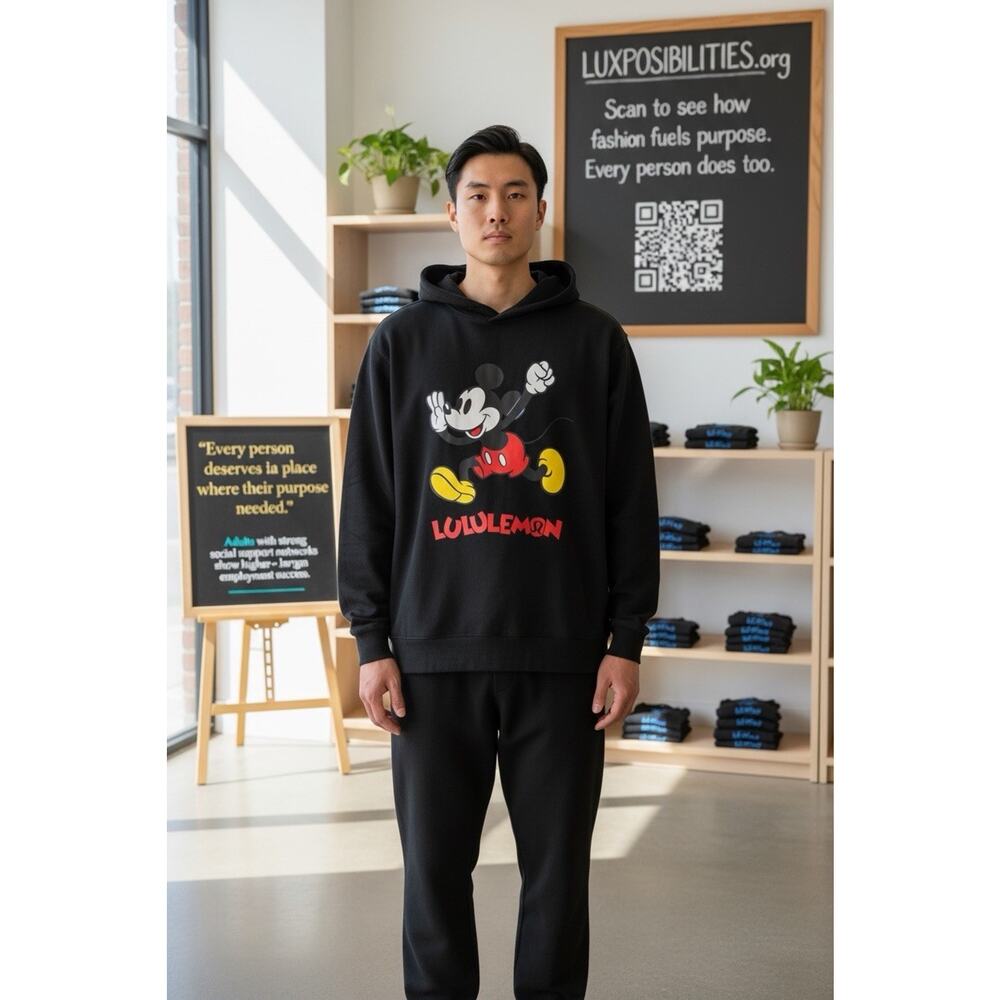 NWT Disney Lululemon Mickey Mouse Steady State Hoodie Sweatshirt Black Medium